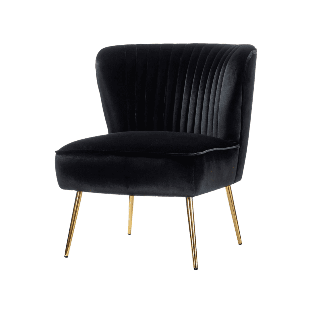 Velvet Lounge Chair- Black